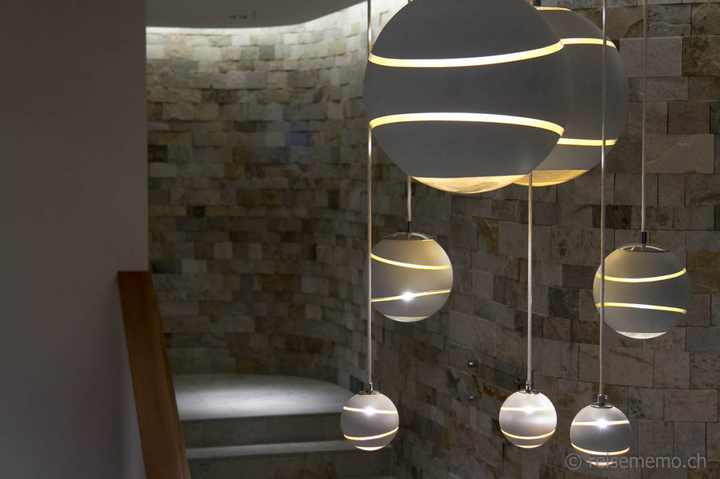 Attractive lamps in the spa area