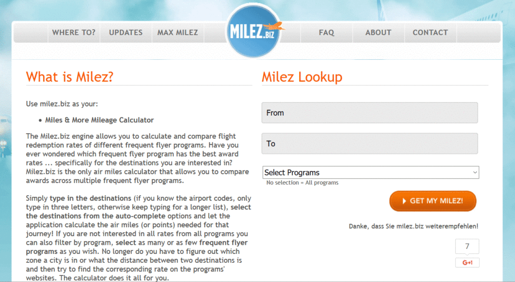 Milez.biz Website-Screenshot