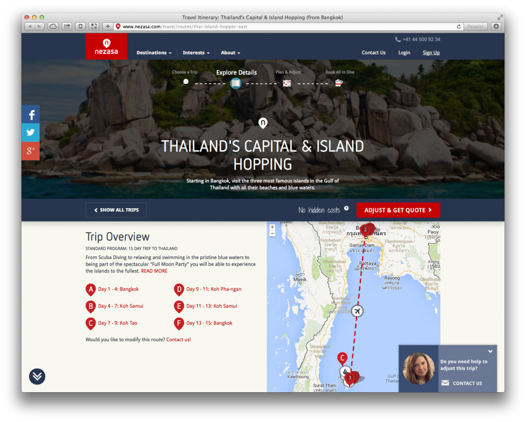 Nezasa.com bietet Online-Buchungen von individuellen Reisen mit lokalem Support
