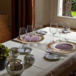 Tischgedeck mit Unterteller und Weingläsern