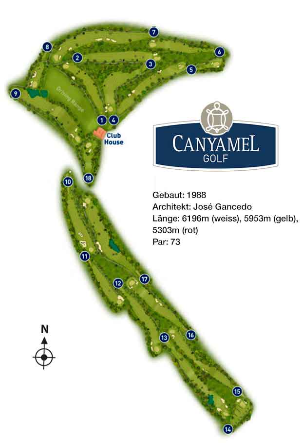 Bahnen des 18-Loch Platzes Canyamel Golf