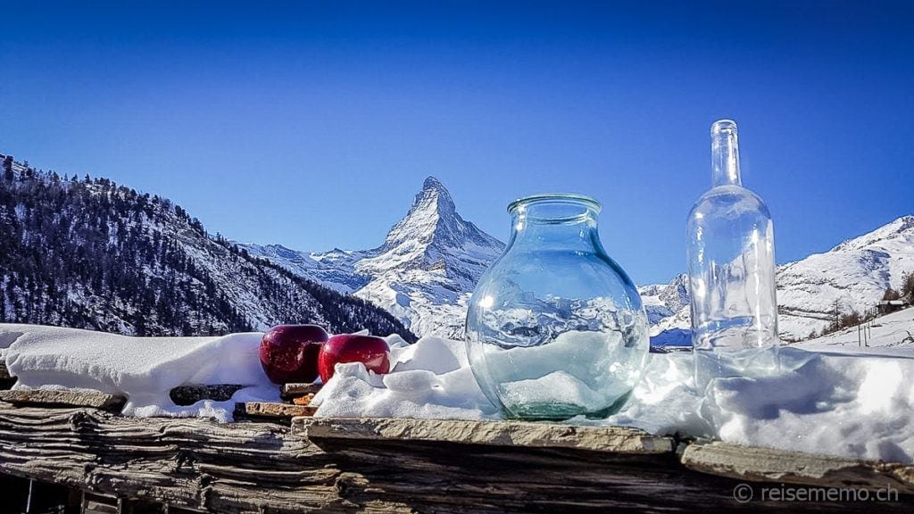 Chez Vrony Zermatt Matterhorn Flasche bei Reisememo
