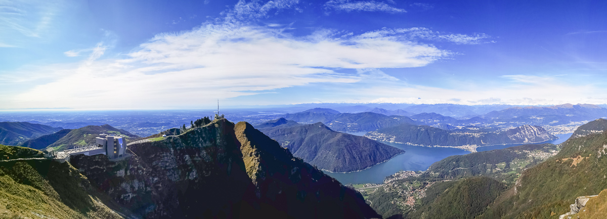 Panorama vom Monte Generoso auf Steinblume und Luganersee