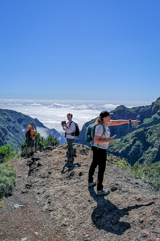 Hiker on a viewpoint in Madeira