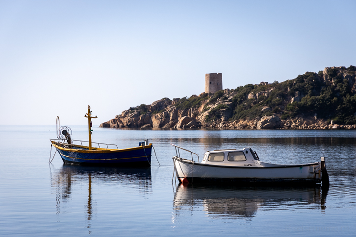 Fishing boats in front of the Torre del Budello