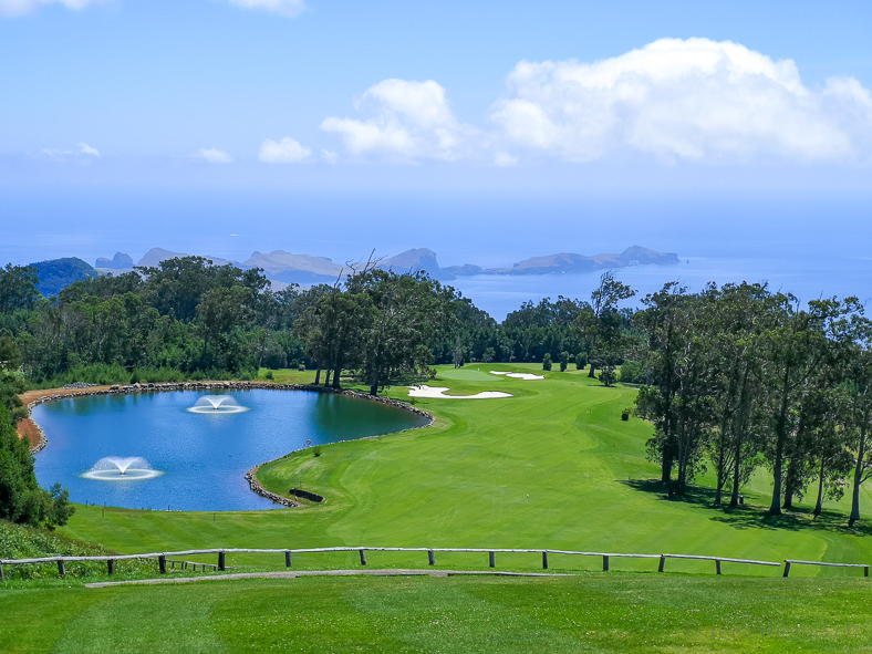 Santo da Serra Golf with fairway 2 of the Desertas Course and view of the East Cape
