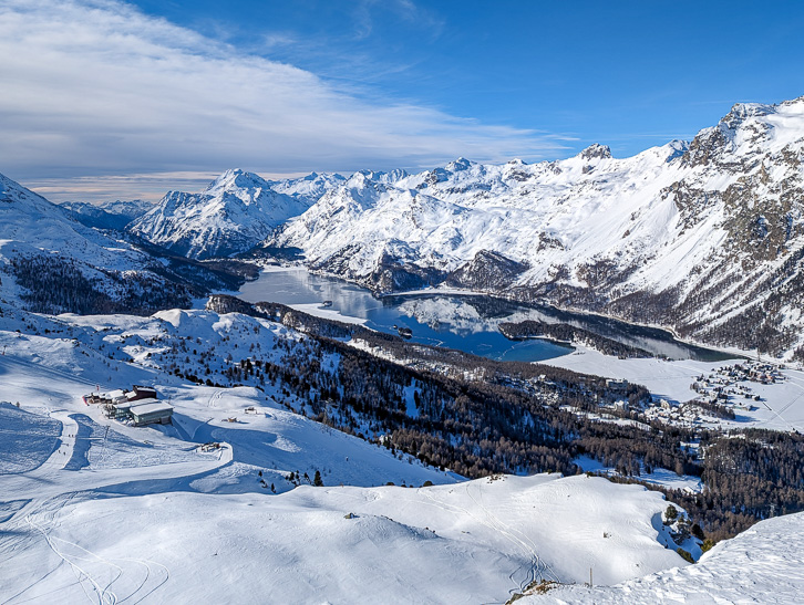 Silsersee Panorama von Furtschellas aus